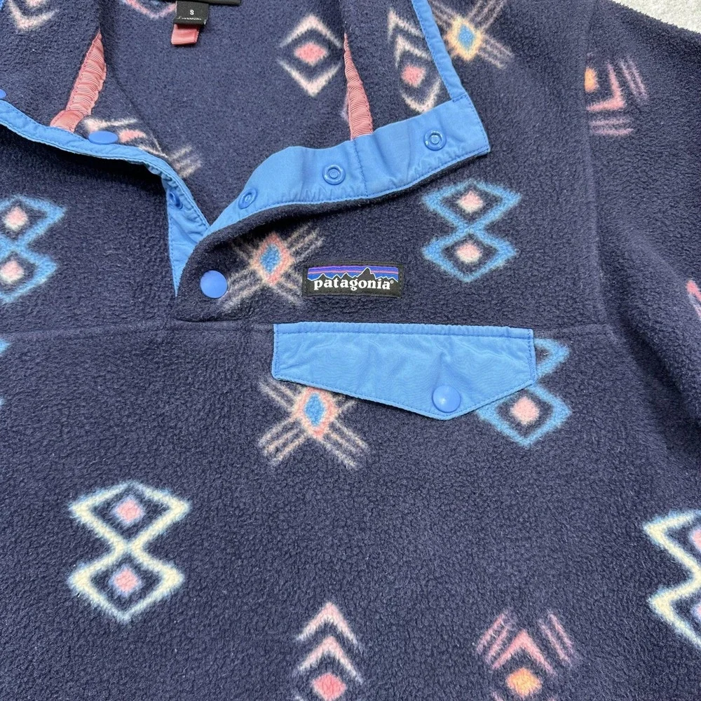 Patagonia Lightweight Synchilla Snap T Pullover Women Small Geometric Aztec SSNE